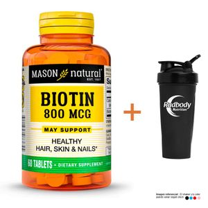 Vitaminas Mason Natural - Biotin 800 Mcg (60 Tab) + Shaker