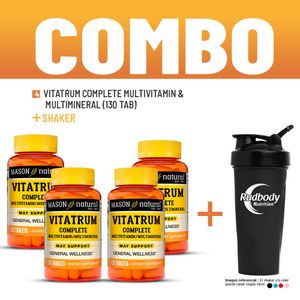 Combo Vitaminas Mason Natural - 4 Vitatrum Complete Multivitamin & Multimineral (130 Tab) + Shaker