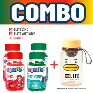 Combo Gomitas Para Niños Elite Nutrition Kids - 2 Elite Zinc + 2 Elite Anti Grip + Shaker