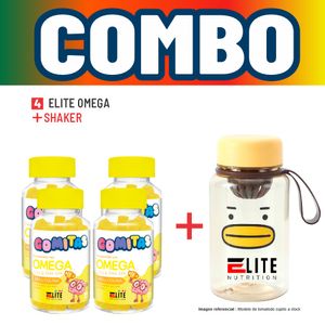Combo Gomitas Para Niños Elite Nutrition Kids - 4 Elite Omega + Shaker