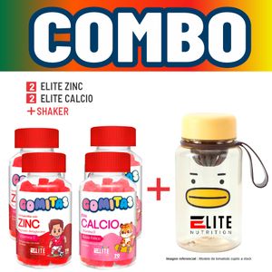Combo Gomitas Para Niños Elite Nutrition Kids - 2 Elite Zinc + 2 Elite Calcio + Shaker