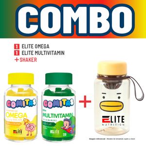 Combo Gomitas Para Niños Elite Nutrition Kids - Elite Omega + Elite Multivitamin + Shaker