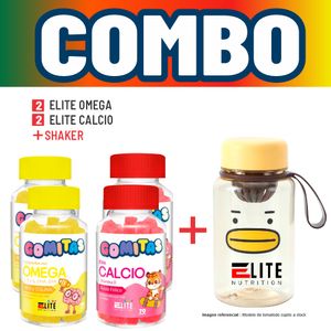 Combo Gomitas Para Niños Elite Nutrition Kids - 2 Elite Omega + 2 Elite Calcio + Shaker
