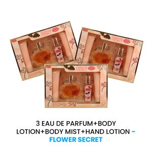 Eau De Parfum + Body Lotion + Body Mist + Hand Lotion Flower Secret 3 Pack