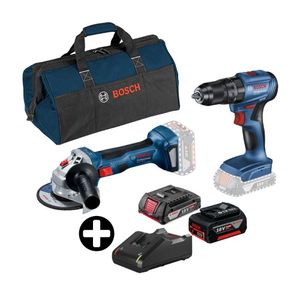 COMBO Bosch: Taladro Percutor 185 Inalámbrico + Amoladora Gws 180 + Maletín Porta Herramientas Mediano