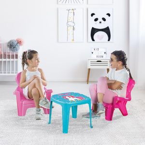 Mesa De Exterior Para Niñas Dolu Unicornio Con 2 Sillas