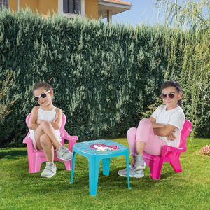 Mesa De Exterior Para Niñas Dolu Unicornio Con 2 Sillas