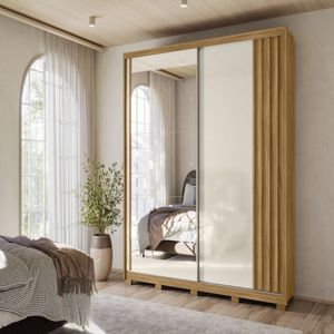 Ropero Dhara 2 Puertas 3 Cajones C/Espejo Freijol/Off White
