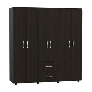 Ropero Bariloche 6 Puertas 2 Cajones Melamina Wengue Tuhome