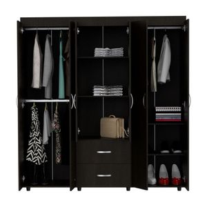 Ropero Bariloche 6 Puertas 2 Cajones Melamina Wengue Tuhome