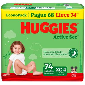 Pañales para Bebé HUGGIES Active Sec XG Paquete 74un