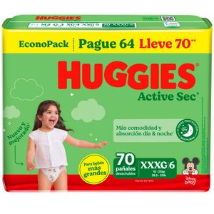 Pañales para Bebé HUGGIES Active Sec XXXG Paquete 70un