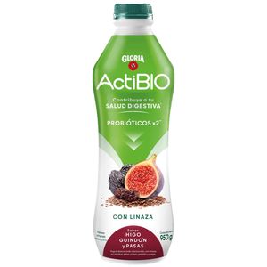 Yogurt GLORIA ActiBio con Linaza Sabor a Higo, Guindón y Pasas Botella 950g