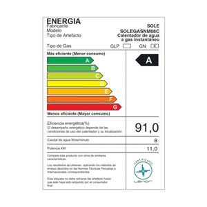 Terma a Gas Sole Multipunto GN 8L + Accesorios