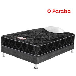 Cama Box Tarima PARAISO Consul Black 1.5 Plazas + 1 Almohada + Protector