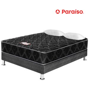 Cama Box Tarima PARAISO Consul Black 2 Plazas + 2 Almohadas + Protector