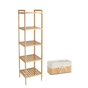 Repisa MDF y Madera Bambú Alta 5 bandejas 33x34x140 cm Copy