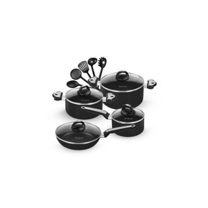 Juego de Ollas Antiadherente de 13 Piezas Finezza FZ-1612T Negro