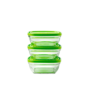 Set de 3 Tapers de Vidrio Herméticos Cuadrados