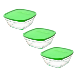 Set de 3 Tapers de Vidrio Herméticos Cuadrados