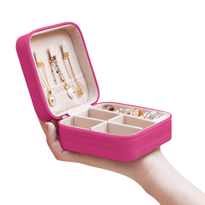Joyero Organizador Estuche De Aretes Anillos Para Viaje Fucsia