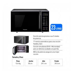 Horno Microondas Panasonic 23Lt Nn-Gt34jbrpk Negro