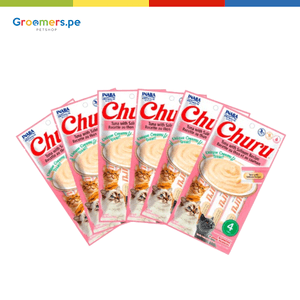 Snack Cremoso Gato Churu Sabor Atún y Salmón 6 x 14gr