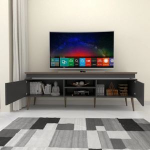 Mesa de TV Moderna Valteri con luces LED color Gris oscuro TU MESITA