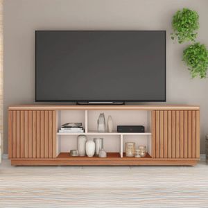 Mesa Moderna de TV Lamas color Haya/Blanco 2 puertas TU MESITA