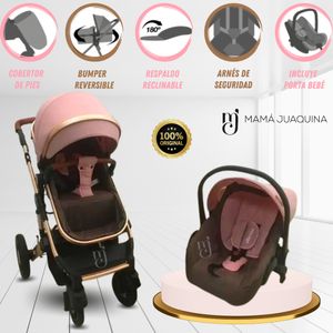 Coche Cuna con Porta Bebé Eros Royal II Rosado