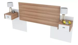 Cabecera de cama Margaret color Duna/Blanco con Veladores TU MESITA