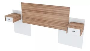 Cabecera de cama Margaret color Duna/Blanco con Veladores TU MESITA