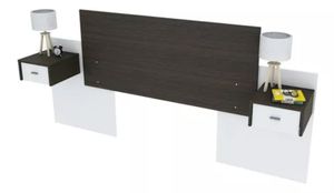 Cabecera de cama Margaret color Negro/Blanco con Veladores TU MESITA