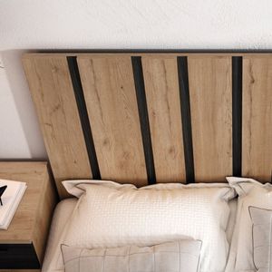 Combo Cabecera de cama + 2 Veladores Orión color Duna/Negro TU MESITA
