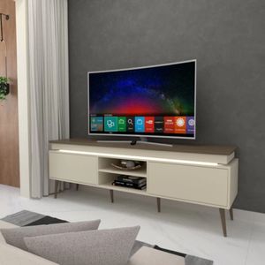 Mesa de TV Moderna Valteri con luces LED color Blanco/Marrón TU MESITA