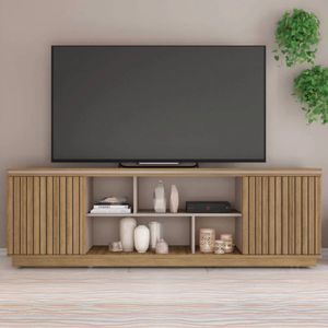 Mesa Moderna de TV Lamas color Marrón/Gris 2 puertas TU MESITA