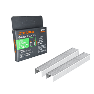 Caja con 1000 grapas 5/16"corona 11.3 mm para ET-21, Truper