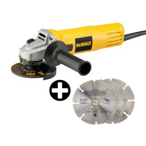 Esmeril angular 4 1/2" 750W DWL + 3 Discos segmentado 4 1/2" B+D Dewalt