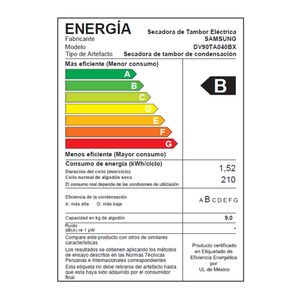 Secadora SAMSUNG Carga Frontal 9 Kg DV90TA040BX/PE Inox