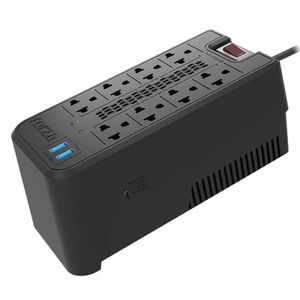Estabilizador de voltaje Forza FVR-1222USB 1200VA/600W, 8 salidas, 2 puertos USB-220V, largo de cable 1.5 m, negro