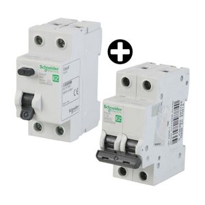 COMBO Schneider Electric: Interruptor Termomagnético Easy 9 MCB 2x20A + Interruptor Diferencial Easy9 MCB 2x25A