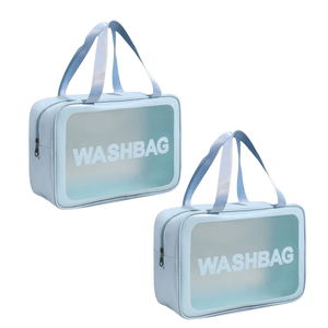 Pack de 2 Estuches Neceser Grande Impermeable con Asa Celeste