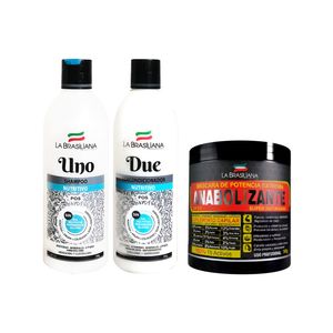 Shampoo uno + Reacondicionador due + Mascara anaboliza. La Brasiliana