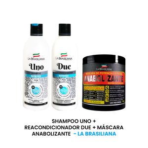 Shampoo uno + Reacondicionador due + Mascara anaboliza. La Brasiliana