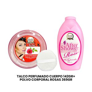 Talco perfumado cuerpo 142Gr+ Polvo corporal Rosas 369Gr