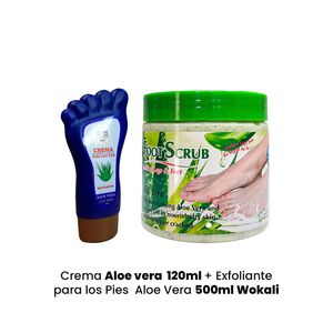 Crema Aloe vera + Exfoliante para los Pies 120ml Aloe Vera 500ml Wokali