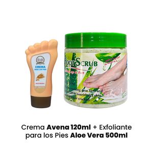 Crema Avena120ml + Exfoliante para los Pies Aloe Vera 500ml Wokali