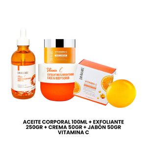 Aceite Corp 100ML + Exfoliante 250Gr + Crema 50Gr + Jabón 50Gr vitamC