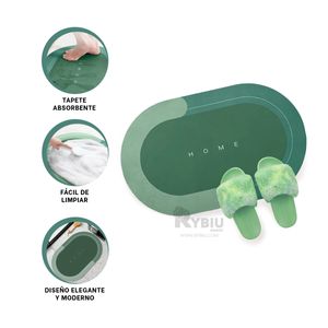 Tapete Ovalado Limpia Facil en Color Verde