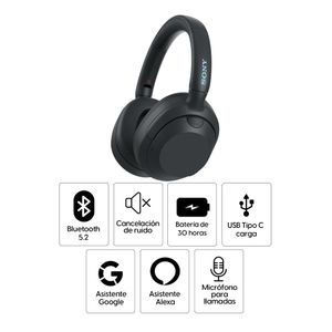 Audífonos con cancelación de ruido Sony Ult Wear WH-ULT900N micrófono incorporado, máx. 30 horas, control de música y llamadas, negro